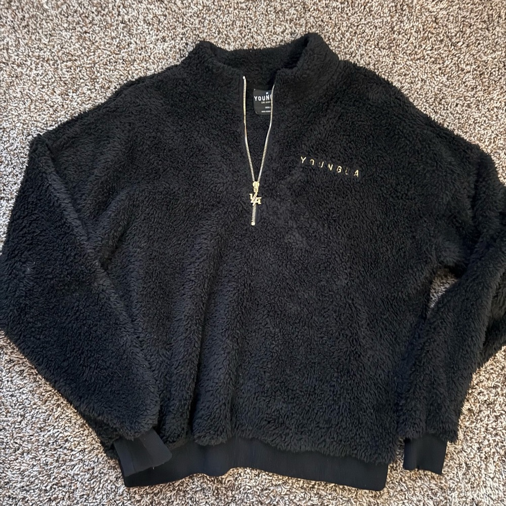 YoungLA Women's Black Sherpa Sweater